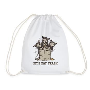 Possum Lets Eat Trash - Drawstring Bag - white - Front