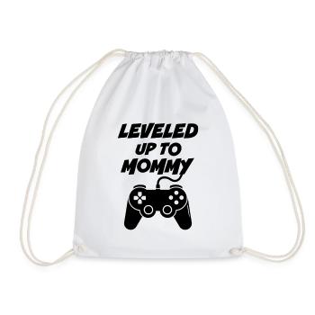 Levelled up to Mommy - Drawstring Bag - white - Front