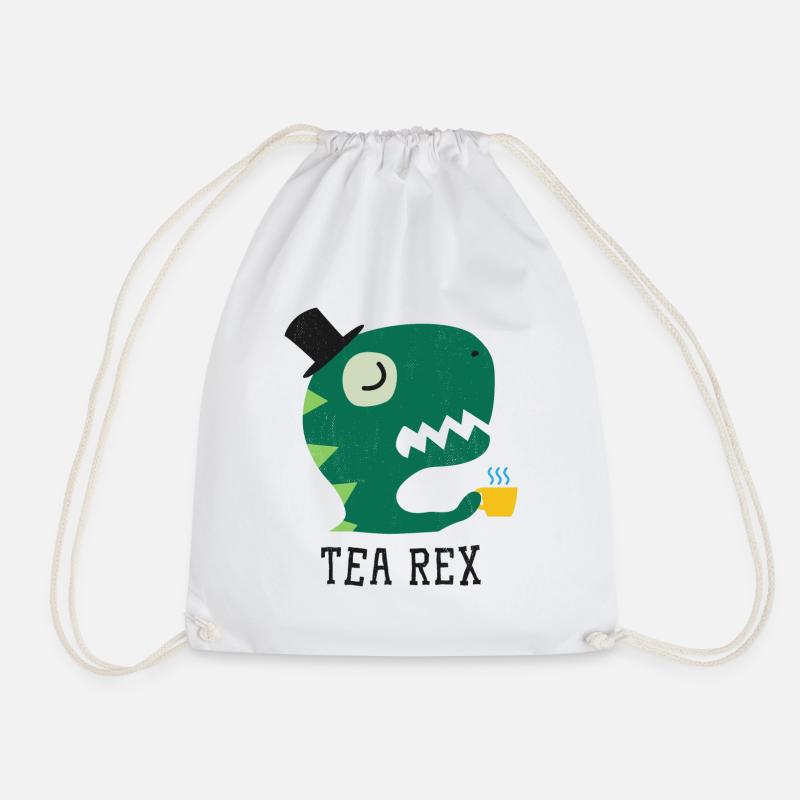 Tea Rex - Funny Dino - T-Rex - Drawstring Bag - white
