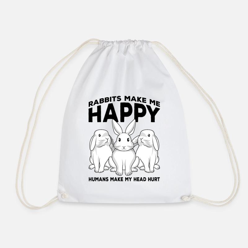 Rabbit - Drawstring Bag - white