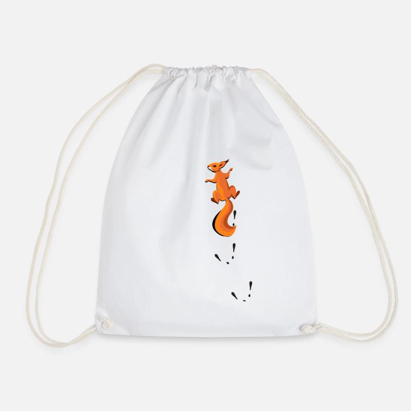 Climbing squirrel with tracks Gift - Drawstring Bag - white