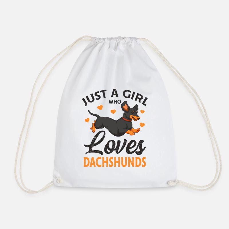 dachshund - Drawstring Bag - white