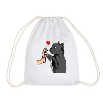 French Bulldog Love Female - Drawstring Bag - white - Front