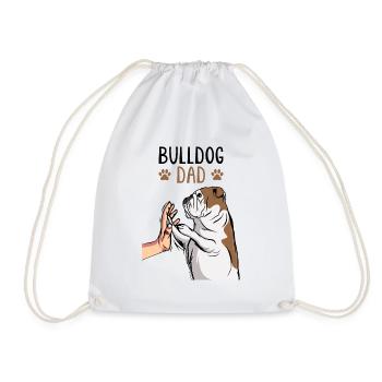 English Bulldog Dad Dog Holder - Drawstring Bag - white - Front