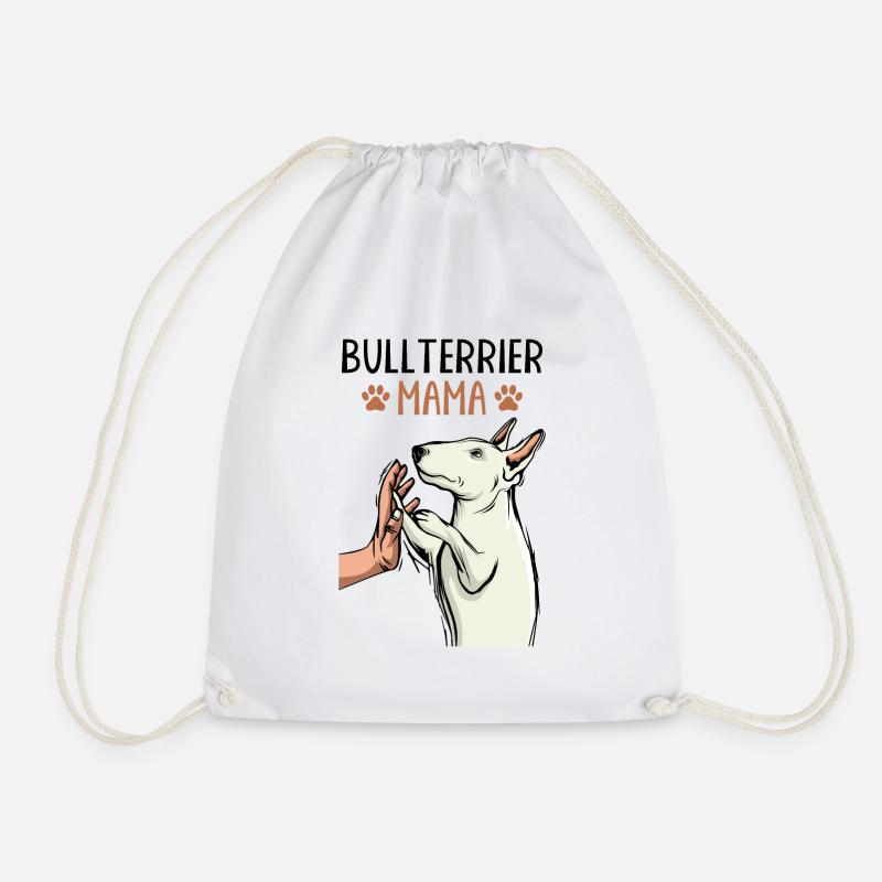 bull terrier - Drawstring Bag - white