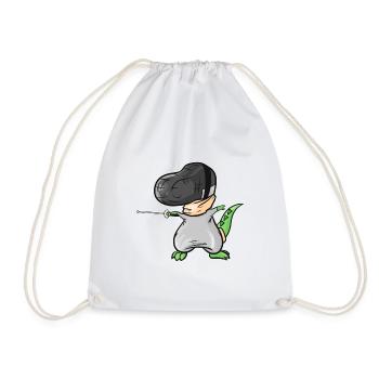 The fencing T-Rex with mask and foil fencing - Drawstring Bag - white - Front