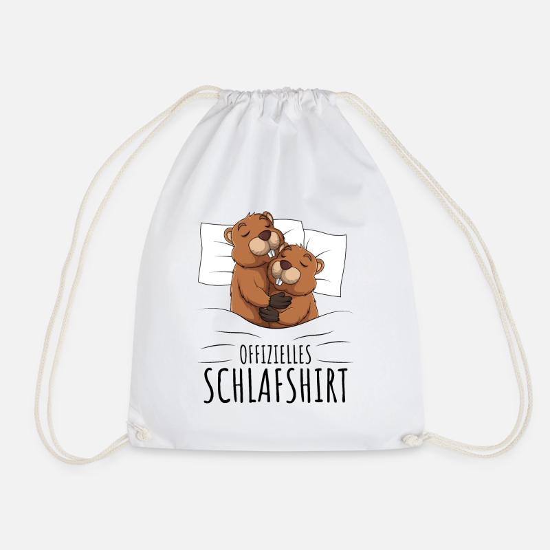 Biber Schlafshirt - Turnbeutel - Weiß