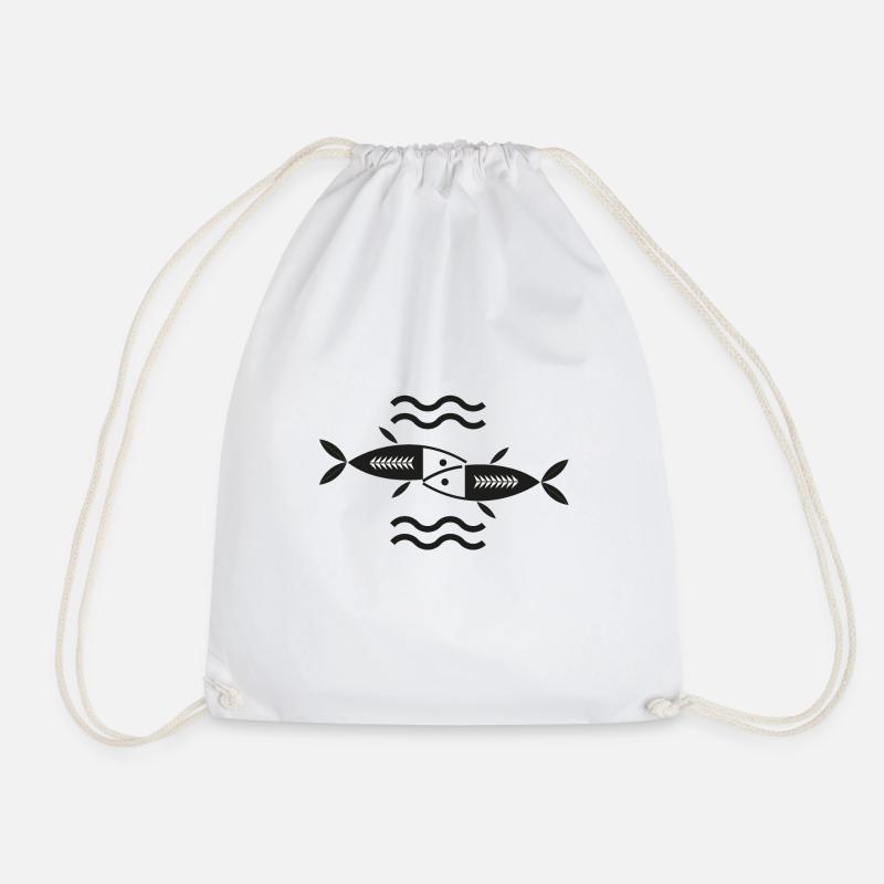 star signs fish - Drawstring Bag - white