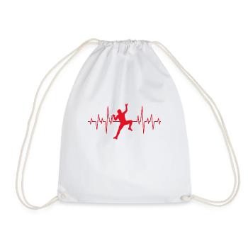Climbing climbing mountain climbing heartbeat gift - Drawstring Bag - white - Front