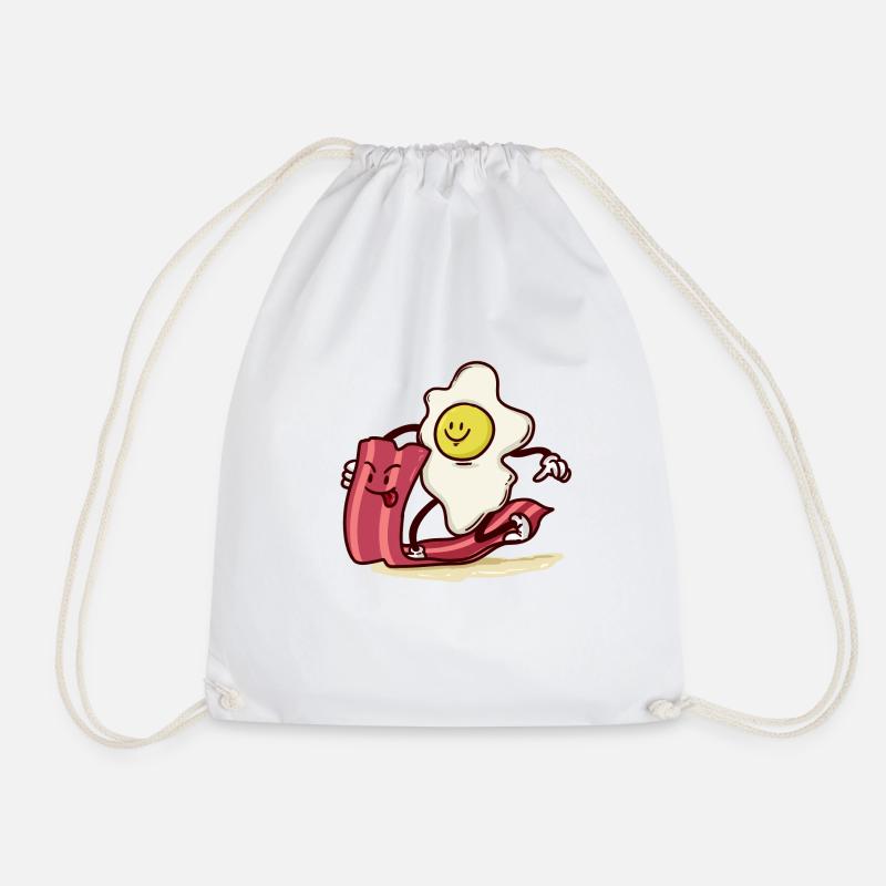 Egg rides bacon slice - Drawstring Bag - white