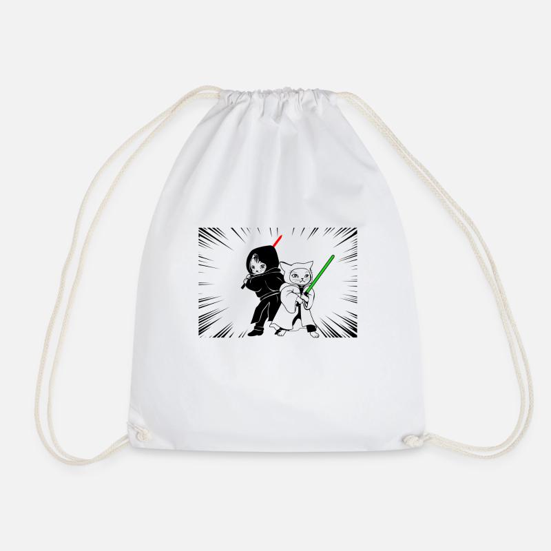 Action Katzen - Drawstring Bag - white