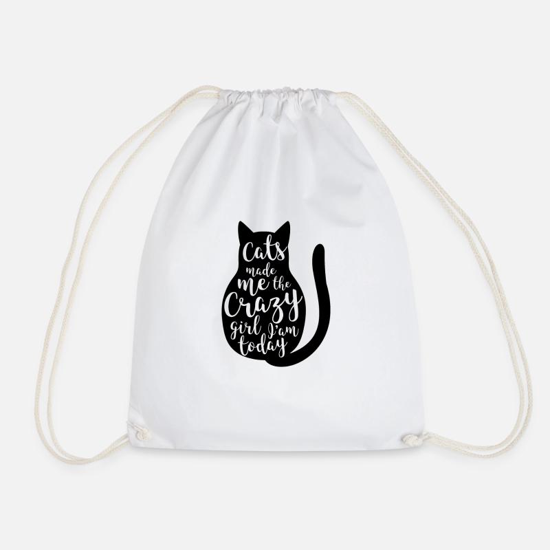Cats made me gift pet - Drawstring Bag - white