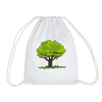 Tree drawing meadow and flowers - Drawstring Bag - white - Front