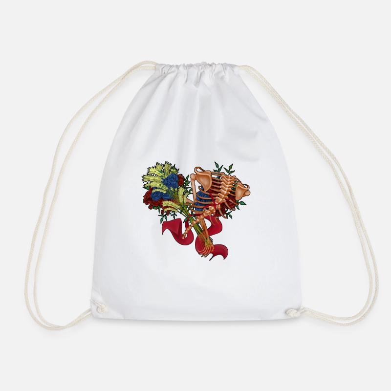 floral spine - Drawstring Bag - white