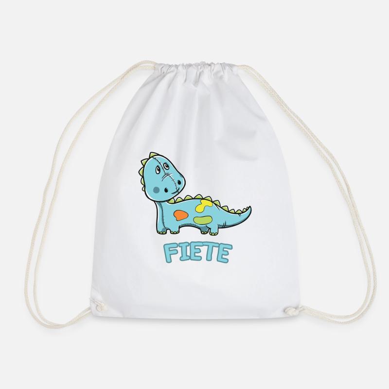 Dinosaurier lustig Kind Fiete Geschenk Geburtstag - Turnbeutel - Weiß