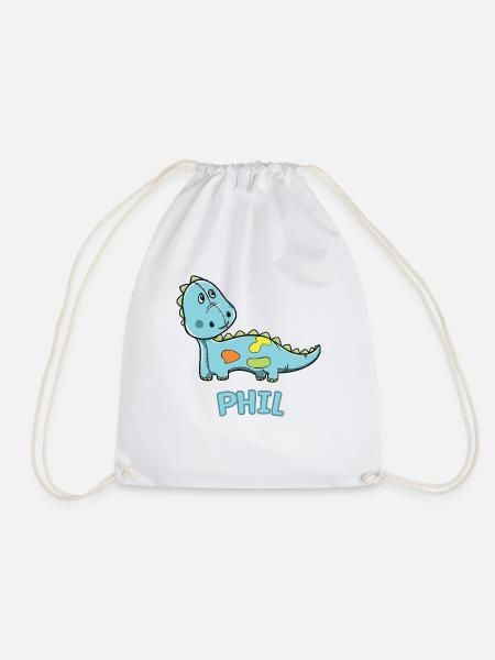 Dinosaurier lustig Kind Phil Geschenk Geburtstag - Turnbeutel - Weiß