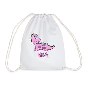 Dinosaur Funny Child Mia Gift Birthday Ko - Drawstring Bag - white - Front