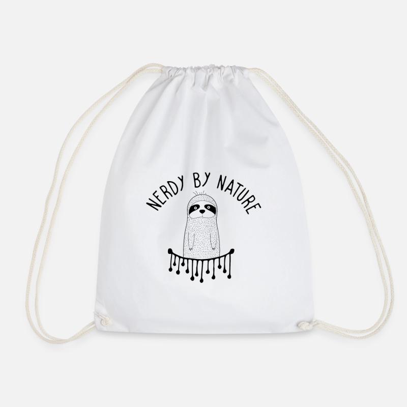 nerdy by nature - Drawstring Bag - white