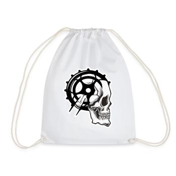 skull bear - Drawstring Bag - white - Front