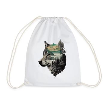 Wolf Wolf’s Head Nature Wilderness Forest Trees Art - Sac de sport léger - blanc - Devant