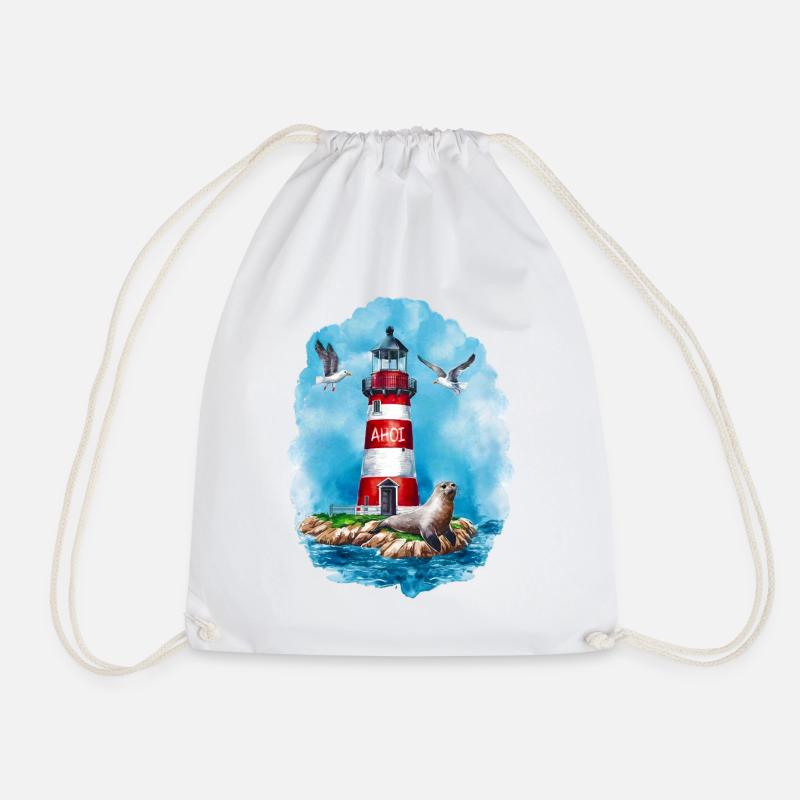 Lighthouse - Drawstring Bag - white