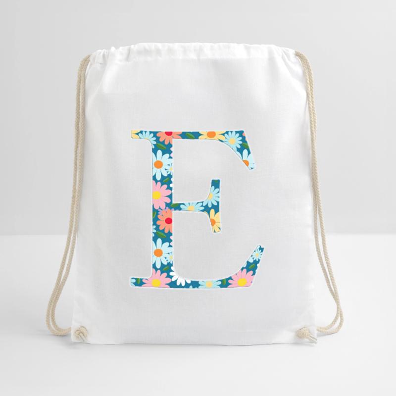 Customisable Monogram E floral pattern Drawstring Bag