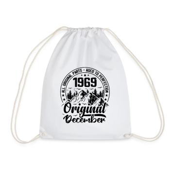 1969 December Original 55 Years Anniversary Gift - Drawstring Bag - white - Front