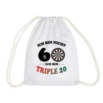 Dart Spieler 60. Geburtstag Triple 20 Spruch - Turnbeutel - Weiß - Vorne