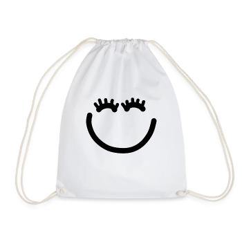 Visage heureux avec des cils - Sac de sport léger - blanc - Devant