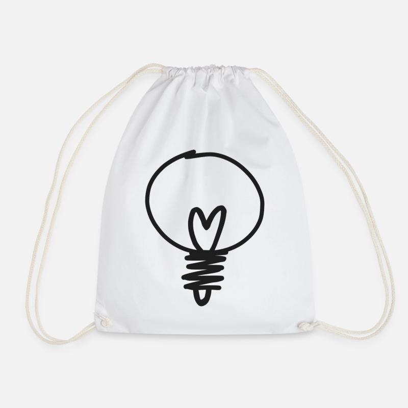 Hand Drawn Light Bulb Sketch - Drawstring Bag - white