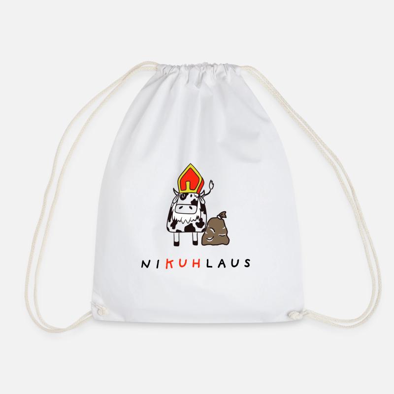 NiKUHlaus - Nikolaus, Kuh, Illustration - Turnbeutel - Weiß