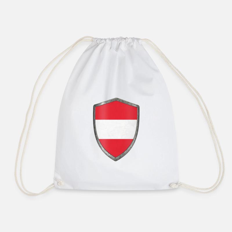 shield austrian flag austria - Drawstring Bag - white