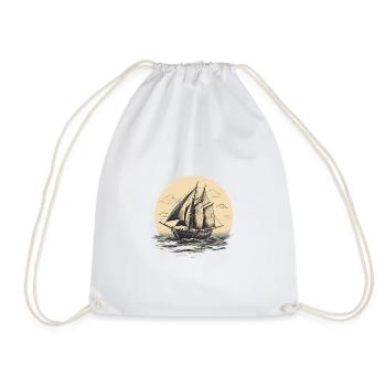 Sail Shiff vintage illustration - Drawstring Bag - white - Front