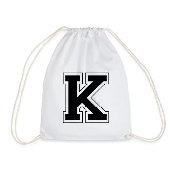 K - Drawstring Bag - white - Front