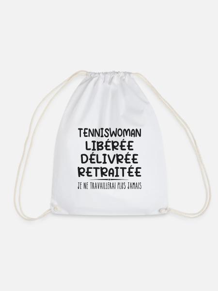 Tennisfrau feiert ihren Ruhestand mit Humor Geschenk - Turnbeutel - Weiß