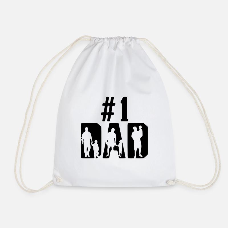 #1 Dad Dad Dad Dad Daddy Father's Day Gift Idea - Drawstring Bag - white