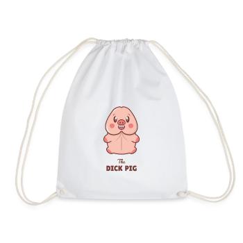 The DICK PIG (dark font) - Drawstring Bag - white - Front