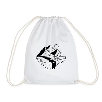 TENT CAMPER MOUNTAINS CAMPING HIKING FOREST CAMP MOTIF - Drawstring Bag - white - Front