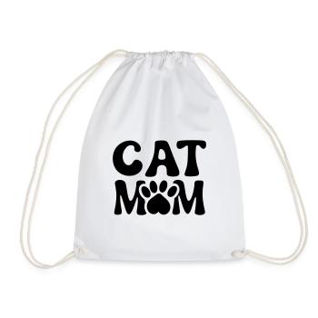 MOM MAMA MOMMY CATS PUSSY MEOW HANGOVER SAYING MOTIF - Drawstring Bag - white - Front