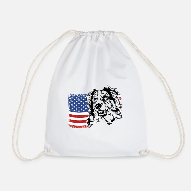 AUSTRALIAN SHEPHERD Amerika Fahne Aussie Wilsigns - Turnbeutel - Weiß