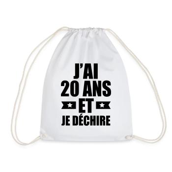 j'ai 20 ans et je déchire - Sac de sport léger - blanc - Devant