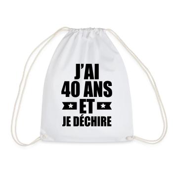 j'ai 40 ans et je déchire - Sac de sport léger - blanc - Devant
