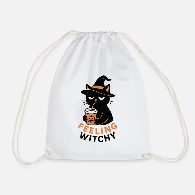 gruselig Katze Halloween Geschenk - Turnbeutel - Weiß