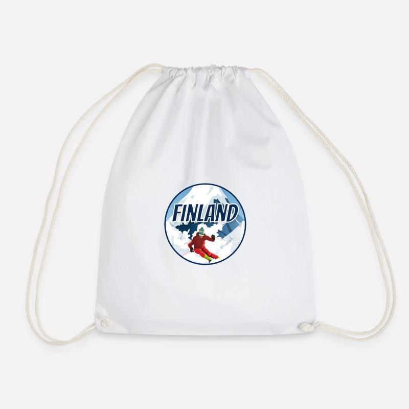 Finland Ski Lapland Mountains - Drawstring Bag - white