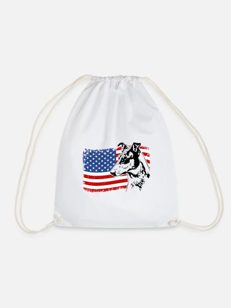 Kurzhaarcollie Collie Amerika Fahne Hunde Wilsigns - Turnbeutel - Weiß