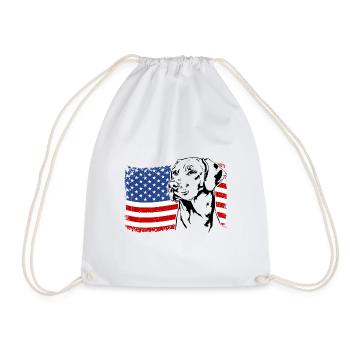 Rhodesian Ridgeback America Flag Dogs Wilsigns - Drawstring Bag - white - Front