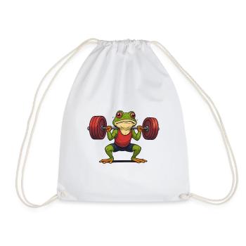 Muscular Weightlifting Frog - Drawstring Bag - white - Front