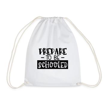 FIRST DAY OF SCHOOL ENROLMENT ABC START SLOGAN MOTIVE - Drawstring Bag - white - Front