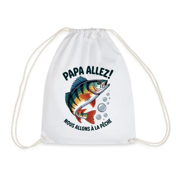Papa allez! Nous allons à la pêche ! - Sac de sport léger - blanc - Devant