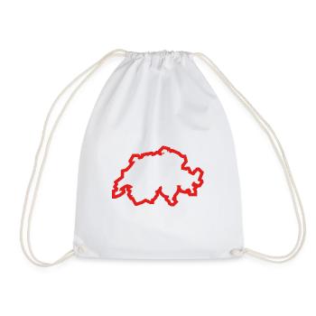 Swiss Outlined Map - Drawstring Bag - white - Front